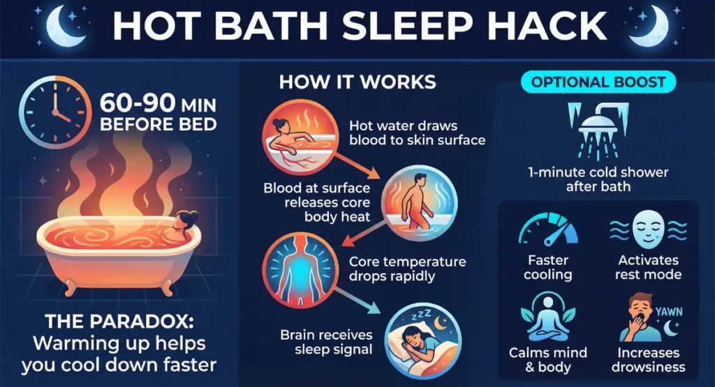 Hot bath sleep hack
