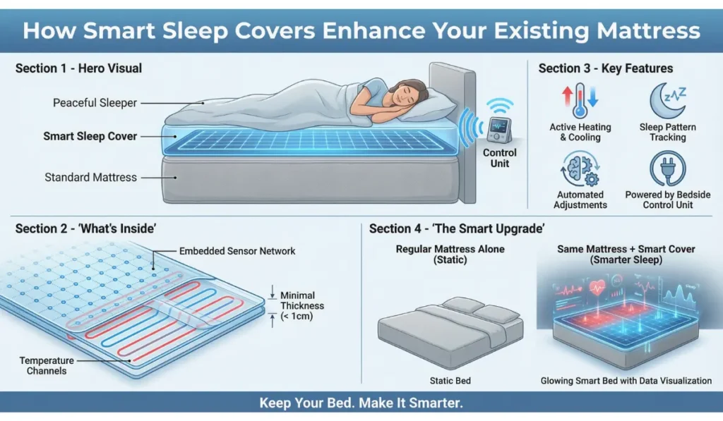Illustration to show how smart mattress covers work