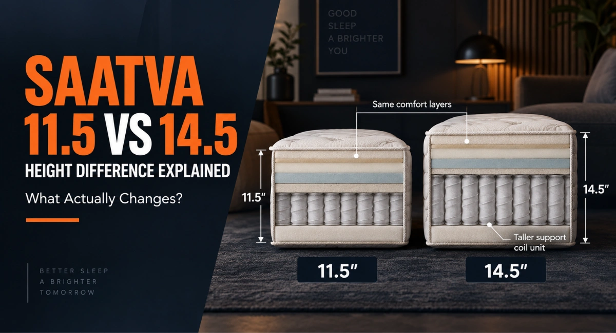 Saatva Classic mattress height differences between the 11.5 and 14.5