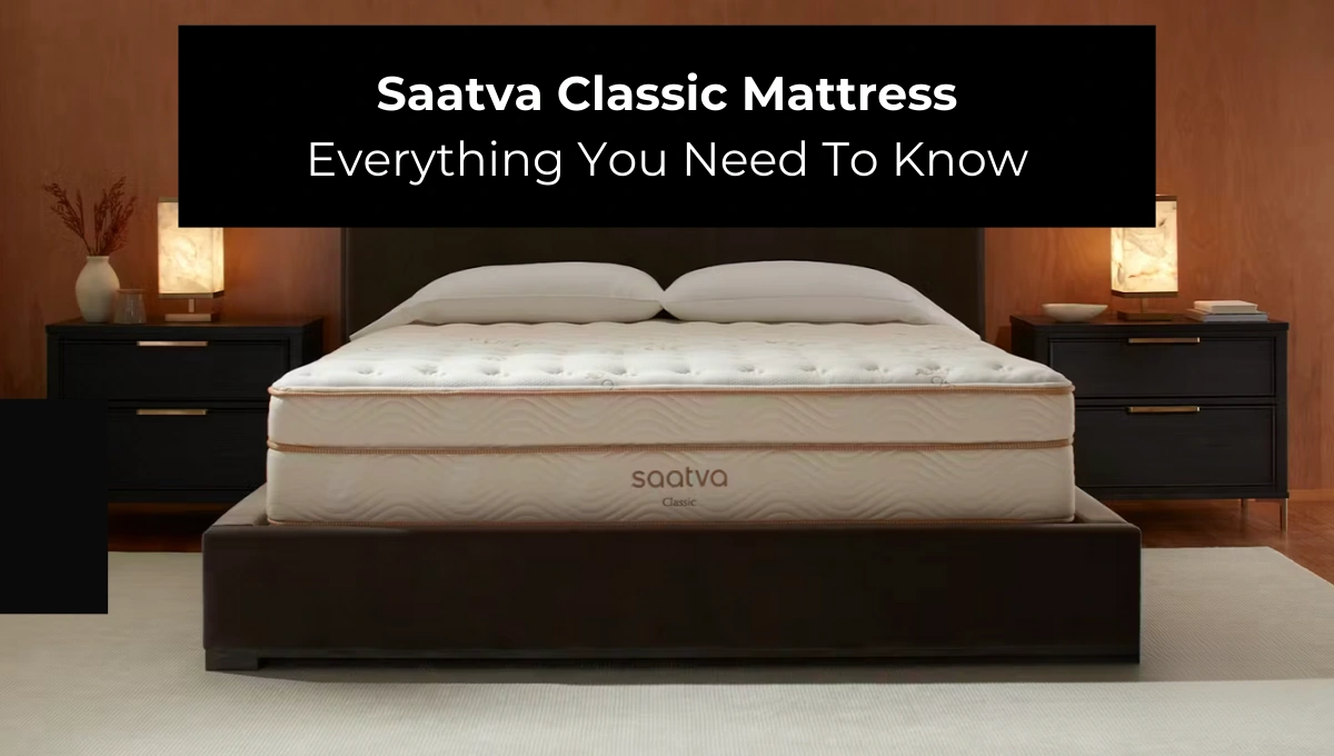 The Saatva Classic in a well lit bedroom
