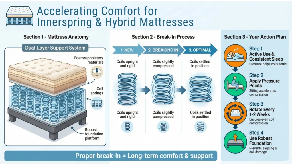 Breaking in an innerspring and hybrid mattress types