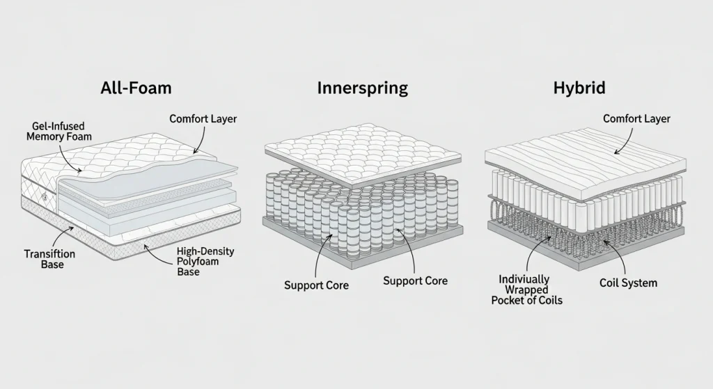 Foam mattresses vs inner spring vs hybrid