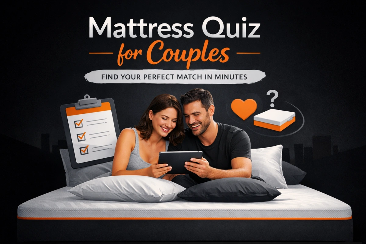 Two people using a mattress quiz for couples