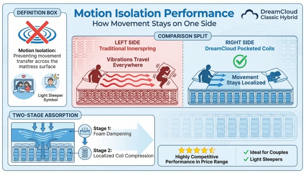 How DreamCloud Classic's motion isolation performs
