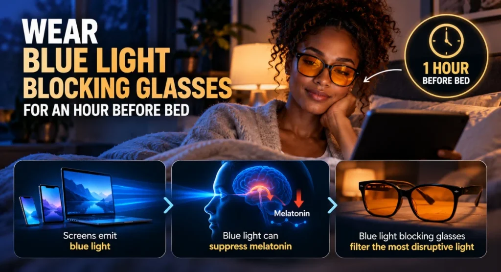 Explaining why blue light blocking glasses may help improve sleep