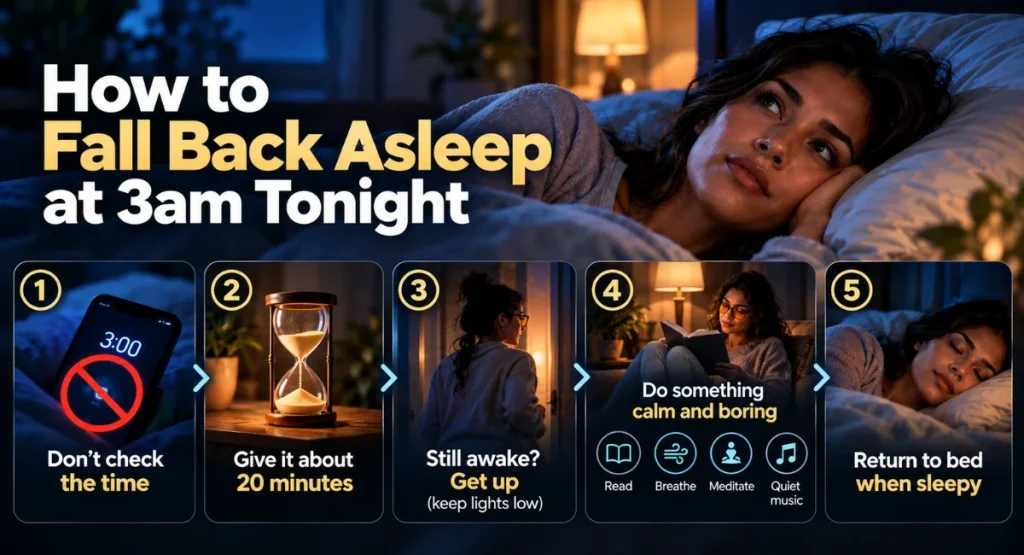 A woman trying to get back to sleep after waking in the night