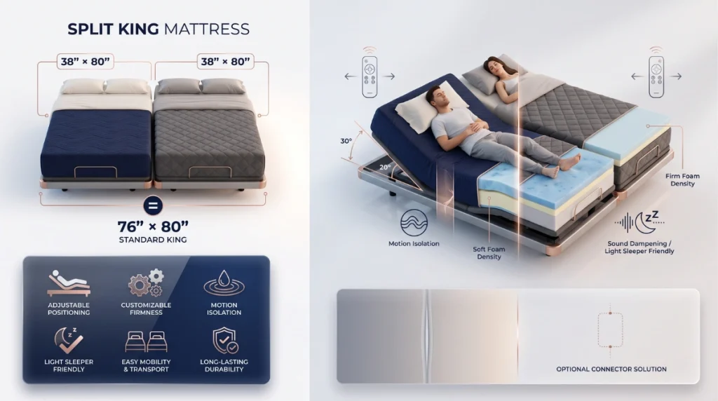 Explaining the Nectar mattress split king sizes and dimensions